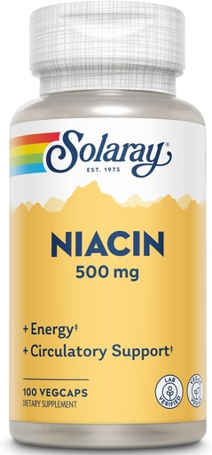 [BRSWIY3YAUPBCFDY] SOLARAY Niacin 500 mg, Vitamin B3 | Skin Health, Nervous System & Circulation Support | 100ct