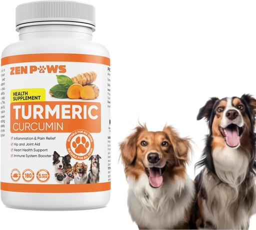 [BRSRAH37BB4G2FA3] Turmeric for Dogs – 180 Count Tablet Treats with Curcumin & Piperine – Joint Health, Mobility, Allergy & Itch Relief, Skin & Coat, Hot Spots – Duck Flavor with Salmon Oil