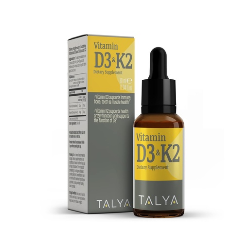 [BRSRMCDYOECRYHI2] TALYA Vitamin D3 & K2 | Liquid Vitamin D3 with K2 Drops | 1000 IU | Immune Support - Helps Support Strong Bones & Healthy Heart | Non-GMO | Vegan | 60 Servings, 0.34 fl.oz
