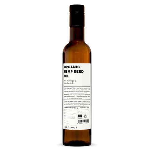 [BRSWKHQQAF6GID3K] Erbology Organic Hemp Seed Oil 17 fl oz - Cold-Pressed - Rich in Omega-3 - Source of Vitamin D - Straight from Farm - Non-GMO - No Additives or Preservatives - Recyclable Glass Bottle