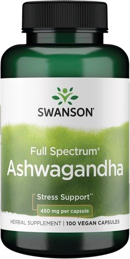 [BRSWIYT7PMOBMAD4] Swanson Ashwagandha Powder Supplement - Ashwagandha Root & Aerial Parts - Edistää stressiä lievittävä & energia - Ayurvedic Supplement for Natural Wellness (100 kapselia, 450 mg Each)
