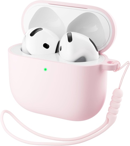 [BRSRAFIPDEPGMHLF] ORNARTO for AirPods 4 Case, Soft Silicone Full Protective Cover with LED Visible, Compatible with AirPods 4th Generation 2024 - Chalk Pink