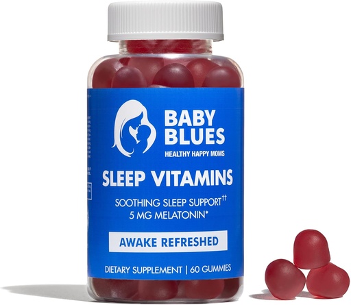 [BRSW2CA5OUGRQ3DB] Baby Blues: Sleep Vitamins for Moms - 5mg Melatonin Strawberry Flavored Gummies