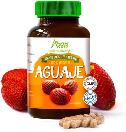 [BRSWGFTYPIBAOYD5]   Andes Aguaje Capsules - Female Health Supporter and Hormone Balancer - Wild Harvested in Peru and sustainably sourced - Non GMO, Fairly Traded & Gluten Free - Buriti 100 Vegan Pills (400mg)