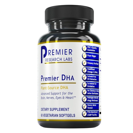 [BRSWIZAGAEPQK3TY] Premier Research Labs Premier DHA - Vegan DHA with Omega 3 Fatty Acids, Algae Based DHA for Women & Men, Natural DHA Supplement Suitable for Vegans- 60 Vegetarian Softgel Capsules