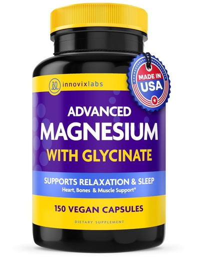 [BRSWIAY2CFYBAYDE] InnovixLabs Advanced Magnesium Capsules - 150 Ct, 210 mg - Chelated Glycinate and Malate - High Absorption, Promotes Relaxation, Bones, Muscle Health, Vegan Malate Sleep Supplement