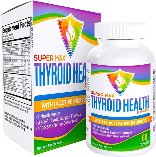 [BRSWIBA4OMCRAYDK] Thyroid Support Supplement (All-in-1 Formula) with 14 Active Ingredients - Thyroid Supplements - Thyroid Health Complex - Thyroid Support for Women & Men - 60 Capsules