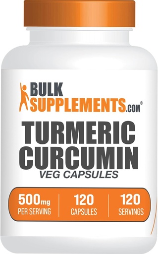 [BRSRMHA5B4PGOH32] BulkSupplements.com Kurkuma 500mg Extract Capsules - Curcuma Supplementen, Kurkuma Curcumine - Glutenvrij,120 Veg Capsules (Pack of 1)
