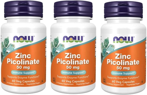 [BRSWIYYPOMNWEAY3] Ahora Zinc Picolinate 50mg, 60 cápsulas (Pack of 3)