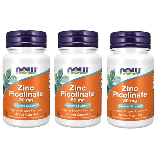 [BRSWIYYPOMNWEAY3] NOW Zinc Picolinate 50mg, 60 Capsules (Pack of 3)