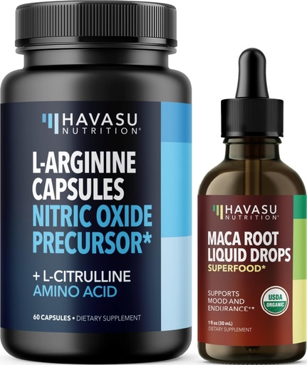 [BRSROAYEAUMAICD7] HAVASU NUTRITION Organic Maca Root Liquid Drops (60 Servings) & L Arginine L Citrulline Supplement (30 Servings)