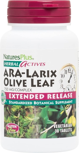 [BRSWIYT3PMMGKF3Y] NaturesPlus трав'яні активи ARA Larix оливковий лист - 30 таблеток - добавка для підтримки імунітету, розширений випуск ботанічного комплексу - вегетаріанський, клейковини безкоштовно - 30 Сервінги