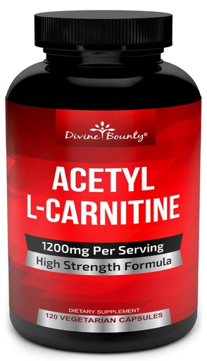 [BRSWECQPOQBG2FDA] Divine Bounty Acetyl L-Carnitine Capsules 1200mg Per Serving - L Carnitine Supplement 120 Vegetarian Capsules