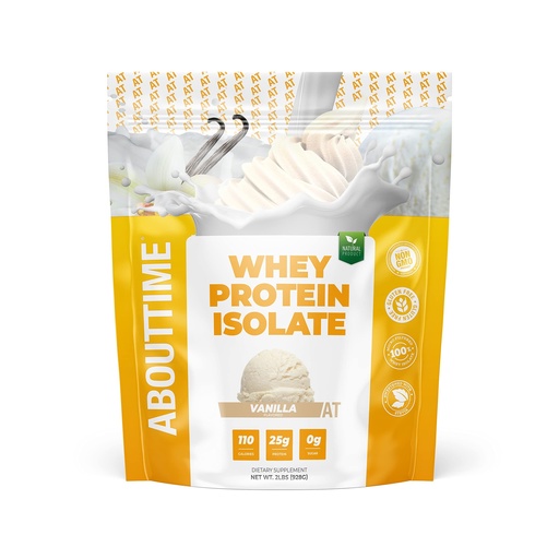 [BRSWIYA4C4NACYLE] About Time Whey Protein Isolate Powder 25g Vanilla, Natural Ingredients, Non-GMO, Gluten-Free, Lactose-Free, Zero Sugar, Low Carb, 32 Servings