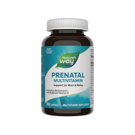 [BRSWIYQGBR5R4C3C] Nature's Way Prenatal Multivitamin, with Folate for Healthy Brain and Spinal Development*, Buffered Vitamin C, B-Vitamins, 180 Capsules (Packaging May Vary)
