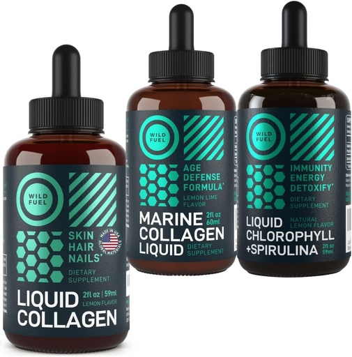 [BRSRMYD2OIDRQ3Q4] WILD FUEL Liquid Collagen, Marine Collagen and Liquid Chlorophyll Beauty and Wellness Bundle