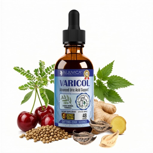 [BRSWGEAOCJ7ROYIV] Varicol - Uric Acid Support Liquid Drops - Comfortable Joint & Kidney Support with Tart Cherry, Chanca Piedra, Celery Seed + Ginger Extract Complex - Vegan, Sugar-Free Supplement - 2 fl oz