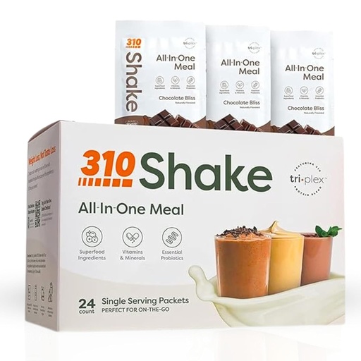 [BRSW2CAQPMFAY332] 310 Nutrition - All-In-One Meal Replacement Shake - New Formula with Fiber Rich Vegan Superfood Blend - Natural Sweeteners - Low Carb Shake, Keto & Paleo Friendly - Gluten Free - 26 Essential Vitamins & Minerals - Variety Shake Box - Chocolate Bliss