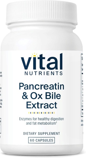 [BRSWIZ3RBMIR22T4] Vital Nutrients Pancreatin & Ox Bile Extract 500mg | Natural Digestive Enzymes for Women & Men | Supports Digestion of Protein, Fat, and Carbohydrates*| Gluten, Dairy & Soy Free | 60 Capsules