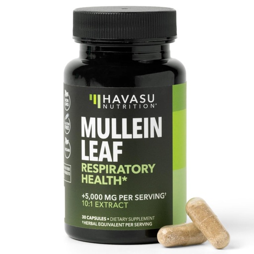 [BRSRA2Y6CRYQ42DA] Mullein Leaf Capsules for Respiratory Health - 500mg Mullein Extract for Lung Support and Immune Function - 30 Count - Vegan, Non-GMO Capsules - Herbal Supplement for Daily Wellness - 1 Month Supply