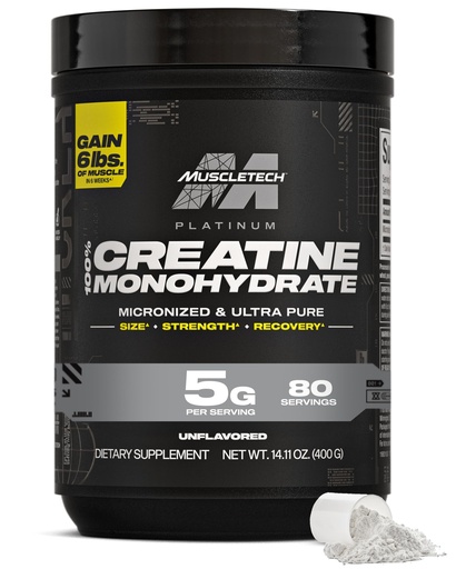 [BRSWIGY4BMDROED2] MuscleTech Creatine Monohydrate Powder, Platinum Pure - Unflavored Micronized Creatine for Men & Women - Workout Supplements for Performance, Muscle Recovery & Builder-(80 Servings) Packaging May Vary