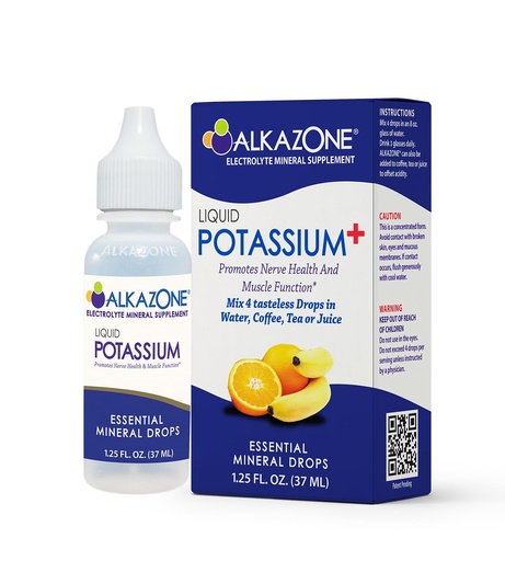 [BRSWGZD7O56GKG3D] ALKAZONE Liquid Potassium+ | Liquid Supplements Have Faster Absorption Rate | Concentrated | Easiest Way to take Potassium | Tasteless Flavorless | 1.25 Oz, Clear, Pack of 1