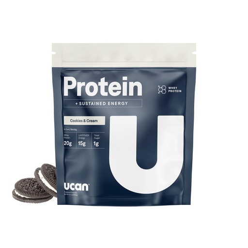 [BRSRAFT3BB6R42TL] UCAN Energy + Whey Protein Powder - 19g Per Serving with Amino Acids EAAs & BCCAs - Keto, No Added Sugar, Gluten-Free - Cookies & Cream - 12 Servings