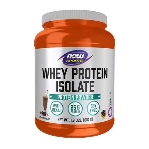 [BRSWIY32CN4BYCL6] NOW Foods Sports Nutrition, Whey Protein Isolate, 25 g With BCAAs, Creamy Chocolate Powder, 1.8-Pound