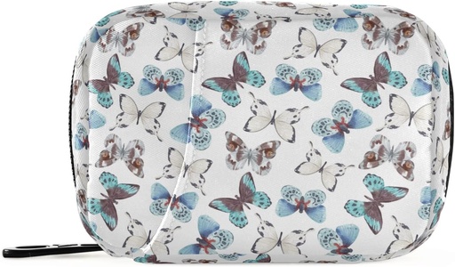 [BRSW2CA5C5YRSDY4] Naanle Blue Butterfly 7 Day Case Travel Organizer with Zipper Bag - Portable Weekly Case - Compact Size for Vitamin Suplemen Hoder