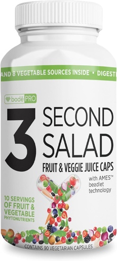 [BRSRAYD5OEORY2Q2] BODEPRO Bode Pro 3 Second Salad | Phytonutrient Rich Fruit and Veggie Supplement, Antioxidant and Digestive Enzyme Formula | Non-GMO Veggie Capsules | 90 Count