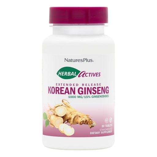 [BRSWIYT3PMDRK3D2] NaturesPlus Herbal Actives Korean Ginseng - 30 Extended Release Tablets - Supports Energy & Endurance - Vegan, Gluten Free - 30 Servings