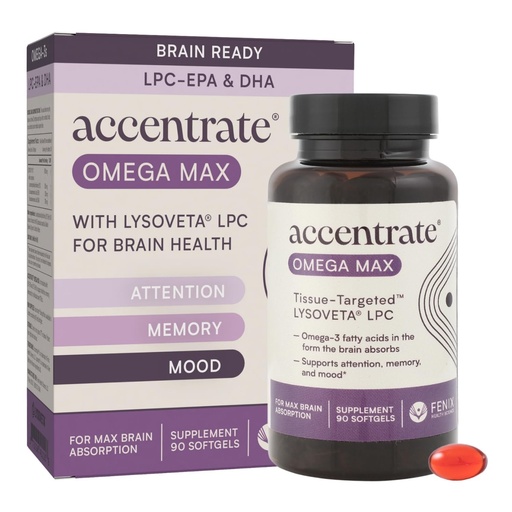 [BRSRAAIKA4GQ2C33] Omega Max w/LYSOVETA LPC | EPA & DHA Supplements for Brain & Retina Health | Focus, Attention, Memory, Mood & Vision | 6X Higher Absorption Than Fish Oil | High Potency Omega-3 LPC-DHA