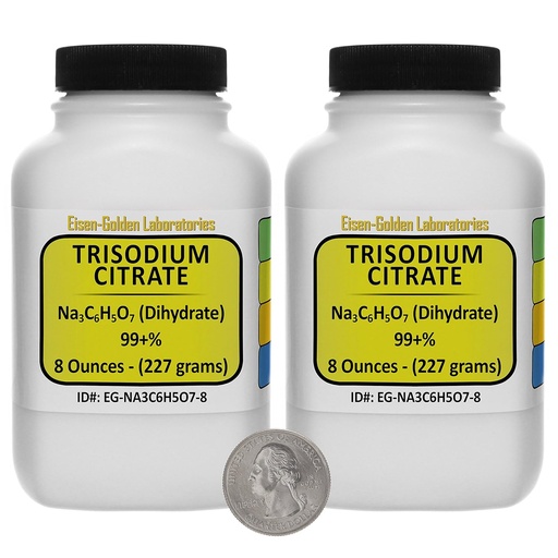 [BRSWKZQADEPQGA3C] Trisodium Citrate [Na3C6H5O7] 99+% USP Grade Powder 1 Lb in Two Space-Saver Bottles