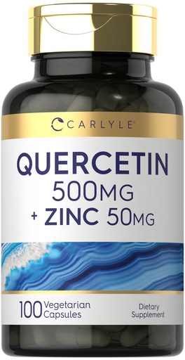 [BRSRAYAFBYJRUHLJ] Carlyle Quercetin 500mg Capsules | with 50mg Zinc | 100 Count | Non-GMO and Gluten Free Supplement