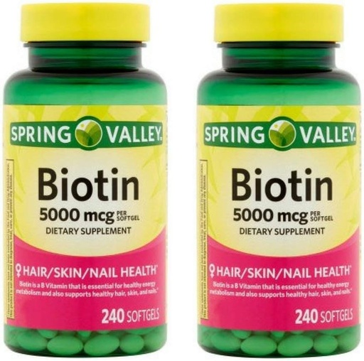 [BRSWGEI7PJ5RQET2] Spring Valley - Biotin 5000 mcg, 240 Softgels by Spring Valley (Pacote de 2)