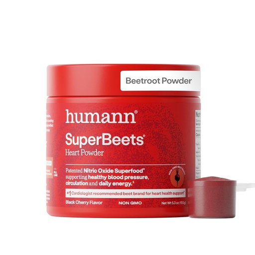 [BRSWKFYHBYGAYFQZ] Humann SuperBeets Beet Root Powder - Non-GMO Beetroot Superfood - Nitric Oxide Supplement for Heart Health, Circulation & Blood Pressure Support - Black Cherry, 30 Servings