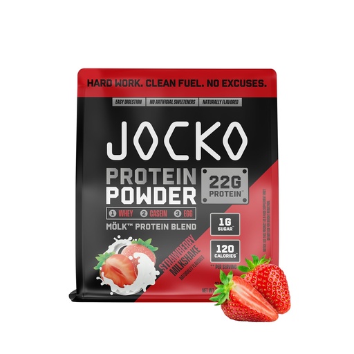 [BRSROGTYCAGQECT2] Jocko Fuel Whey Protein Powder, Strawberry Milkshake, 22g Protein, Digestive Enzymes + Probiotic Blend, No Sugar Added, with Essential Amino Acids + Electrolyte Minerals, 27 Servings
