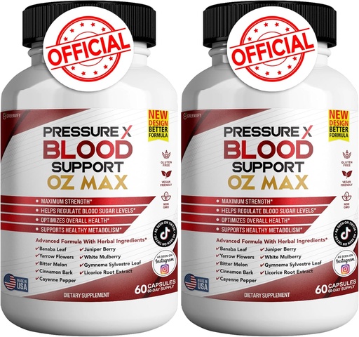 [BRSRAHQBC4NQMDTL] Pressure X Blood Support OZ Max Blood Support Supplement - Advanced Formula PressureX Advanced Support Supplement, Pressure X Maximum Strength Reviews (2 Pack - 120 Capsules)