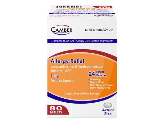 [BRSWYAQNCMPAGHTB] Camber Consumer Care Levocetirizine Dihydrochloride 5mg Antihistamine Tablets, Compare to Xyzal Active Ingredient, Allergy Relief Medicine (80 Count)