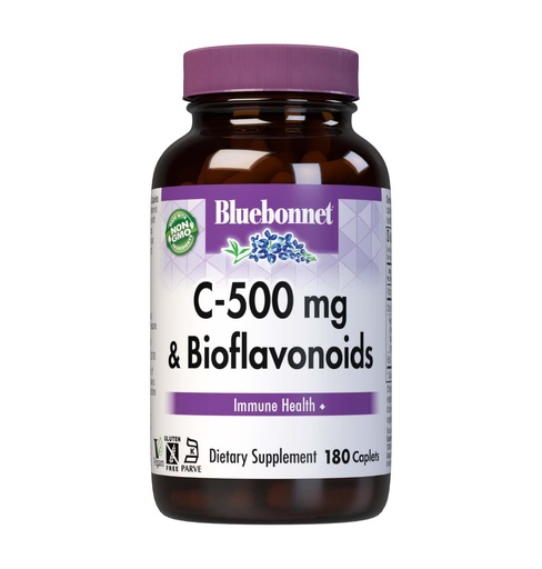 [BRSWIYY3BYFBSCYZ] Bluebonnet Nutrition C-500 mg Plus Bioflavonoids Caplets, Vitamin C 500 mg, Citrus Bioflavonoids 250 mg, for Immune Health, Soy Free, Gluten Free, Non-GMO, Kosher, Dairy Free, Vegan, 180 Caplets