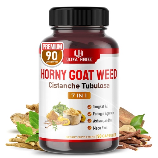 [BRSRMFACBUBAM3LV] Ultra Horny Goat Weed Tongkat Ali Maca Root Tribulus - Increase Energy, Stamina & Performance with Fadogia Ashwagandha Ginseng L-Arginine (90 Count (Pack of 1))