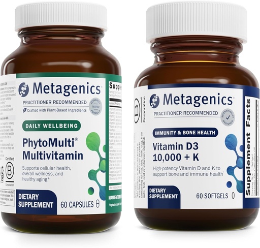 [BRSRAFTROIOQYH37] Metagenics Bundle - PhytoMulti & D3 10.000 + K - 60 kapsler PhytoMulti for mænd og kvinder - 60 softgels af D3 10.000 + K for immunforsvar, ben sundhed og hjerte sundhed