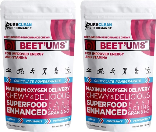 [BRSROBQDOJYWK33V] BEET'UMS Beet Chews - Premium Organic Beet Juice Powder Supplement - Nitric Oxide Energy & Blood Flow Circulation Support - Real Chocolate Pomegranate Health Chews with 7 Superfoods (2)