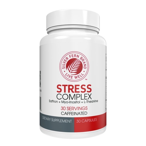 [BRSROAA6OJ6RYF3A] Silver Fern Stress Complex Supplement - with Caffeine - Sleep, Worry, Mood & More - with Saffron Supplements, L-Theanine Supplement, and Myo-inositol - Natural Stress Relief Supplements - 30 Servings
