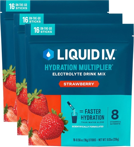 [BRSWYHY7AV7AYH3X] Multiplicador de hidratación I.V.® Líquido - Fresa Silencioso Electrolyte Powder Drink Mix Silencio 3 Pack (48 Servings)