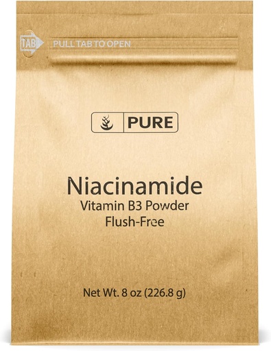 [BRSWGAICB4MAMDY3] PURE ORIGINALE INGREDIENTS Niacinamid (8oz) Flushfri vitamin B3 pulver, kosttilskudd