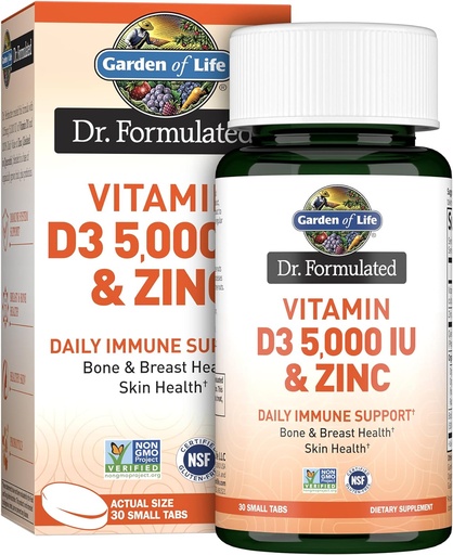 [BRSW22Q3PMMQOC3D] Garden of Life Quercetin Zinc Once Daily Immune Support Supplement with Vitamin D3 for Bone Health, Breast Health & Skin Health – Dr Formulated – Gluten Free, Non GMO – 30 Mini Tabs