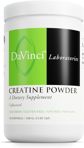 [BRSRAEL6OYBQAAIY] DAVINCI LABS Creatine Powder - Amino Acid Drink Mix Powder for Muscle & Brain Health * - Vegetarian, Gluten-Free & Soy-Free - Unflavored, 90 Servizos