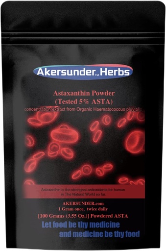 [BRSROFAYCQGQMCTB] Pure Haematococcus pluvialis Extract Powder, 100 Grams, astaxanthin (ASTA) > 5%, Strongest antioxidants Supplement