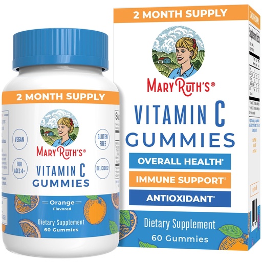 [BRSWGEIHAUBQIGTU] MaryRuth Organics Vegan Vitamin C Gummies | 2 Month Supply | Immune Support Supplement for Adults & Kids | Chewable Vitamin C Gummy Vitamins | Non-GMO | Pectin Based | 60 Count